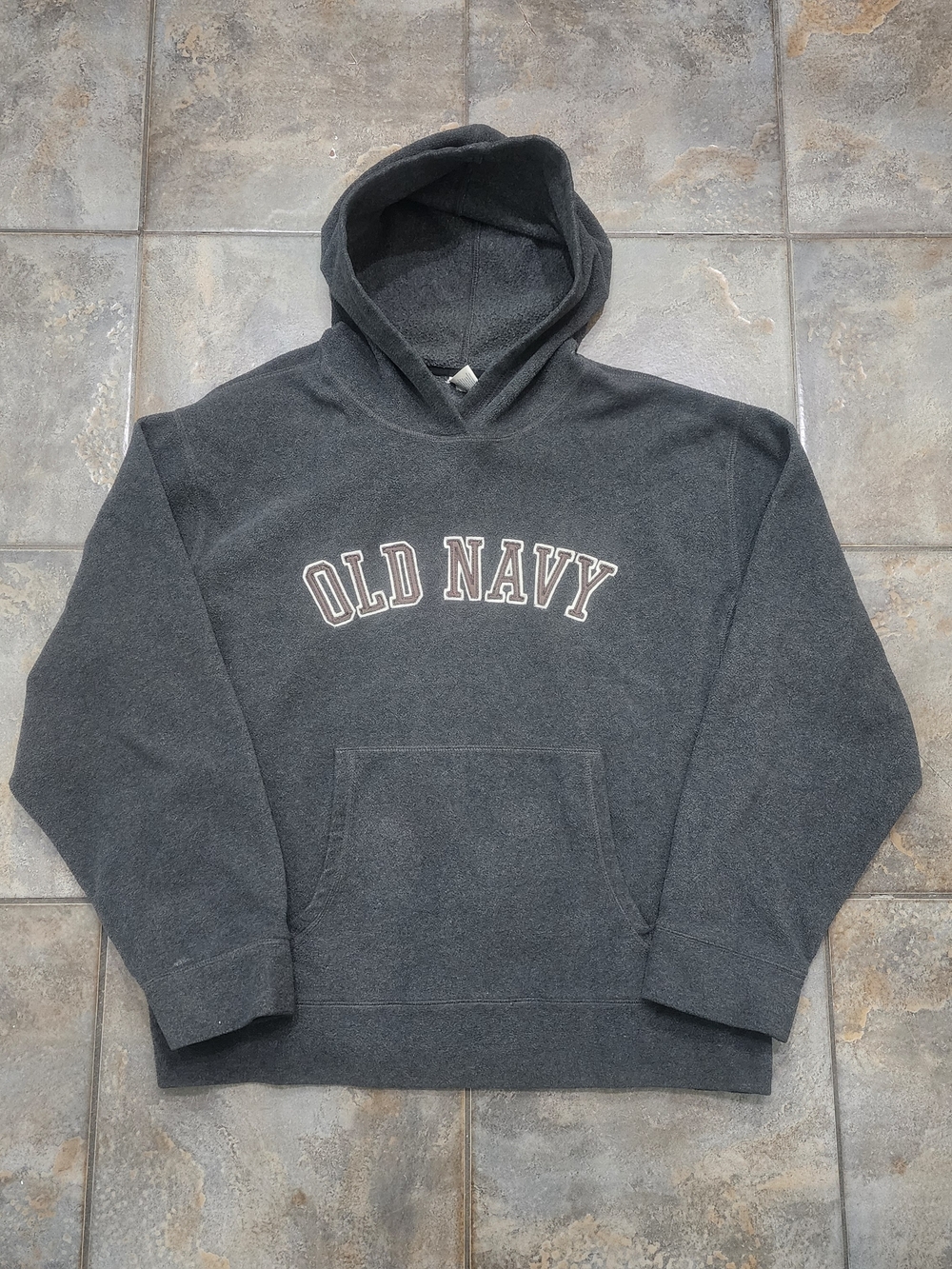 Vintage Y2K Old Navy Men's 2XL Embroidered Logo Fleece Hoodie Sweatshirt